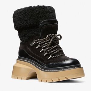 Michael Kors Black Shiloh Mixed-Media Boot - size 8